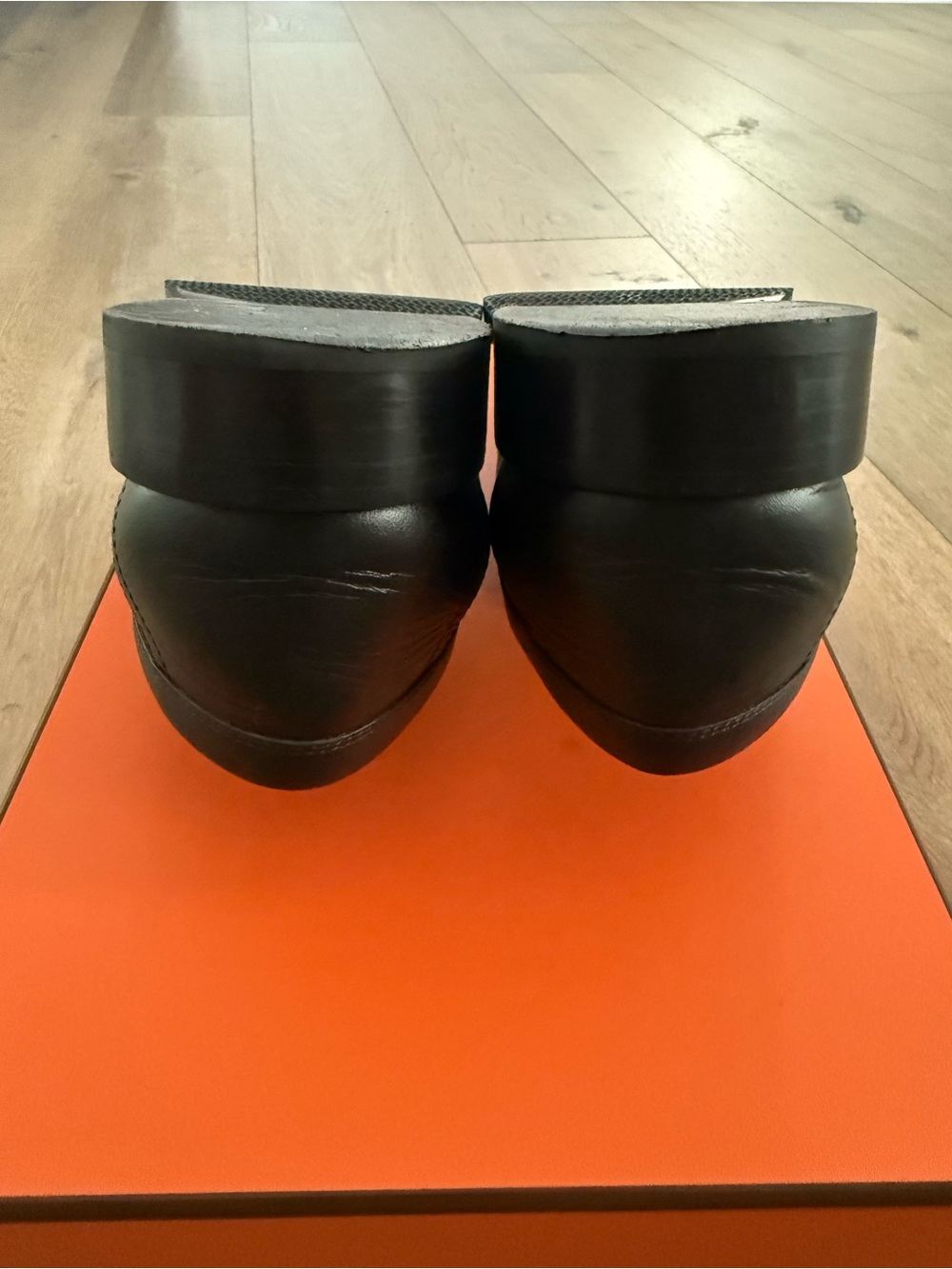 Hermes Impact Leather Loafers in Black with Gold Hardware - Picture 10 of 10